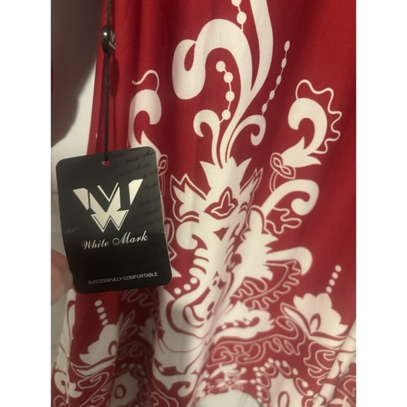 White Mark Tunic Top Women's XL Red White Scoop‎ Neck 3/4 Sleeve - Picture 10 of 11